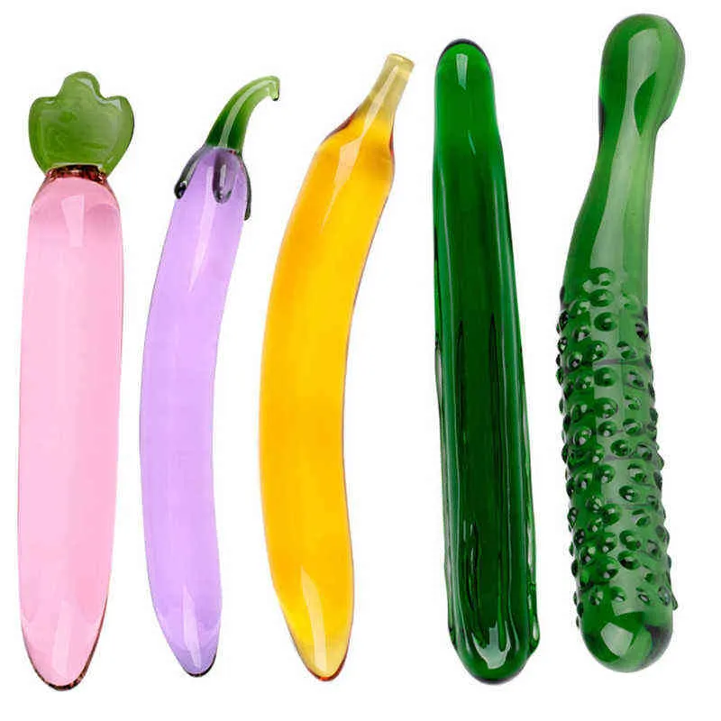 NXY godes verre fruits légumes artificiel Plug Anal Masturbation féminine G spot Vaginal bout à bout gode réaliste_voghion.com
