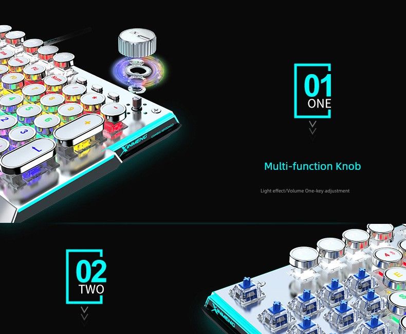 X60 Steam Transparent Punk Retro Nical Key Mouse Suit Gaming Male Titanium Alloy Keyboard With Knob_voghion.com