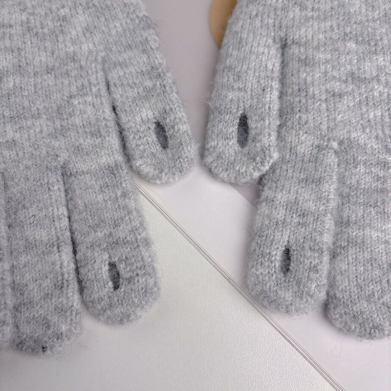 Gants d'hiver pour femmes, chauds et résistants au froid, en laine tricotée, cinq doigts, antigel, écran tactile, protection complète des doigts_voghion.com
