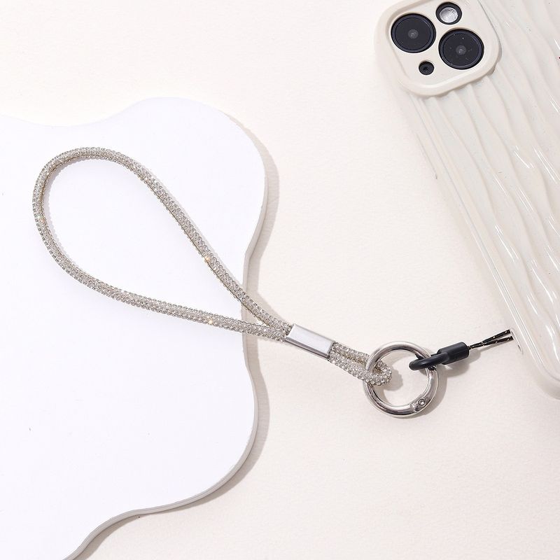 Luxury rhinestone chain with inlaid phone r, flash chain, anti loss wrist strap, full diamond hang tag, key hanging_voghion.com