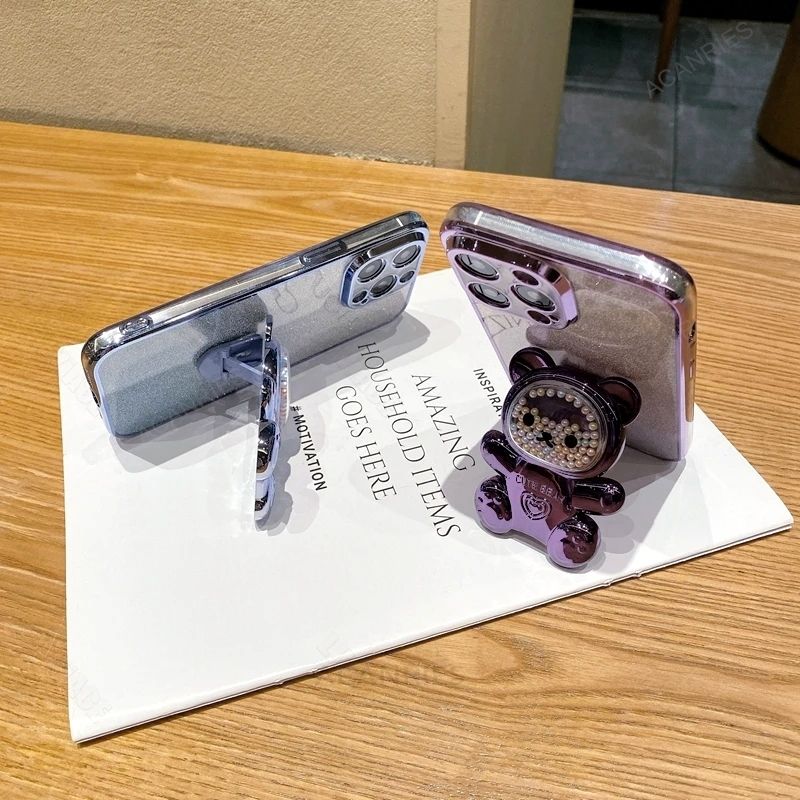 A 14 24 34 54 Niedliche Bärenhalter-Beschichtung Silikonhülle für Samsung Galaxy A14 A34 A54 A24 A15 A25 A35 A55 A05s M14 M54 Standabdeckung_voghion.com