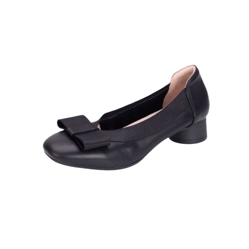 Oberschicht aus echtem Rindsleder, vielseitige Damenschuhe mit mittelhohem Absatz und flacher Öffnung und Schleife für Pendeln und Arbeit_voghion.com