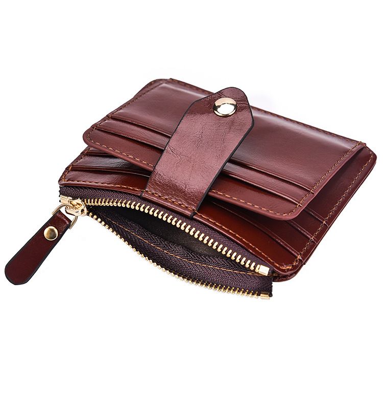 Europese en Amerikaanse portemonnee Retro Fashion Dollar Handtas Olie Gewaxt Leer Rits Portemonnee Sleutel Munt Kaarthouder_voghion.com