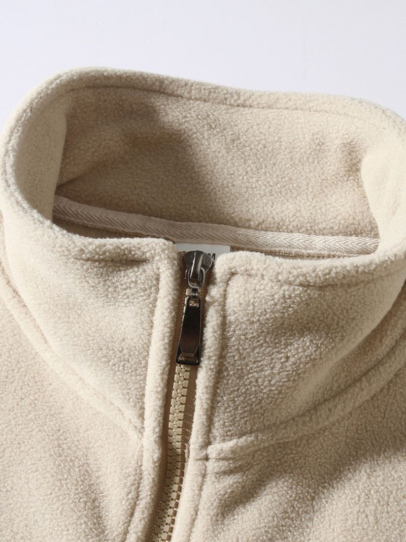 Chaqueta informal con capucha y cremallera para hombre - Sudadera ligera con cuello alto y forro polar para otoño e invierno (gris, negro, verde, beige)_voghion.com