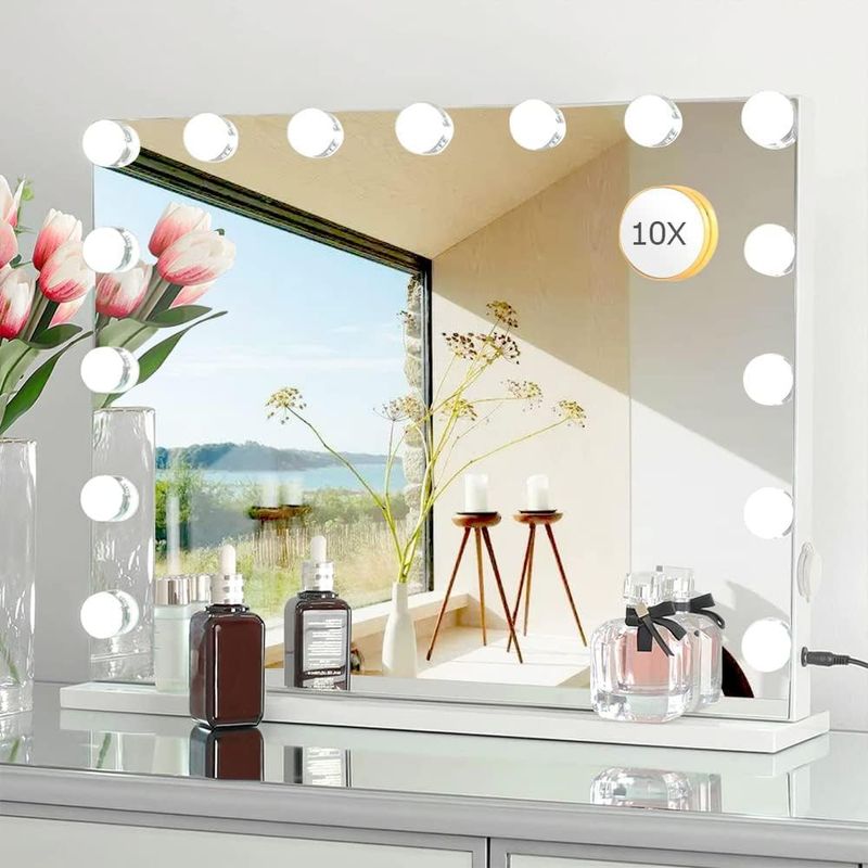 15 LED Hollywood Vanity Makeup Mirror Table Wall Light Mirror 58x45 USB Charging_voghion.com