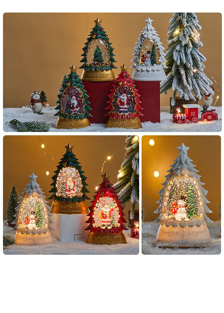 Zaczarowana choinka wypełniona wodą w kształcie opadu śniegu – świąteczna dekoracja świecąca, ozdoba na biurko, lampka nocna dla dzieci_voghion.com