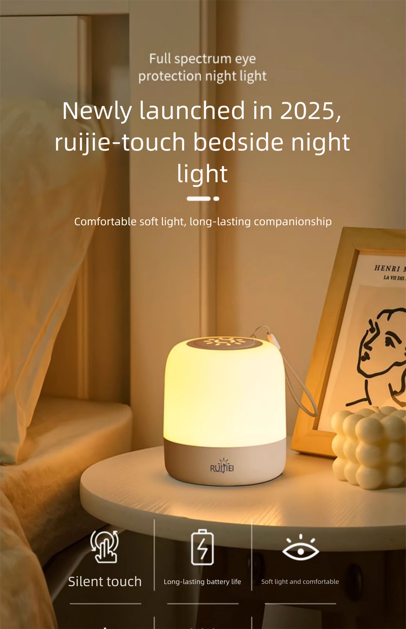 Lampada da comodino con telecomando e ricaricabile, per camera da letto, per l'allattamento dei bambini, protezione degli occhi, luce notturna per dormire._voghion.com
