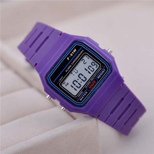 Sports Multi-Functional Ultra-Thin Luminous Alarm Clock Children's F-91w Electronic Watch_voghion.com