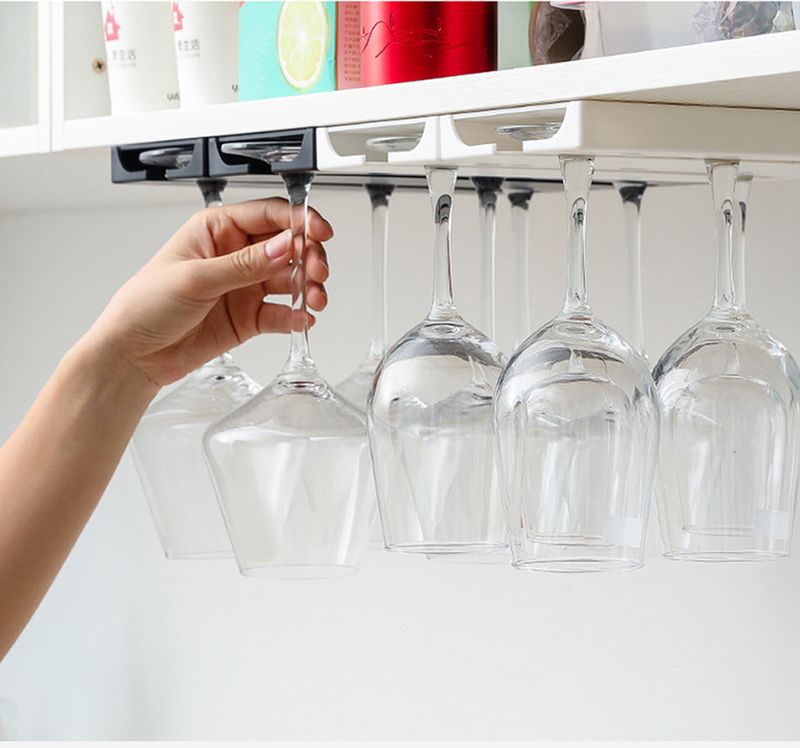 EU Design Wine Glass Rack - Holds 12 Stemware No Drilling | Space-Saving Under Cabinet Holder | ABS Rust-Proof (2 Pack)_voghion.com