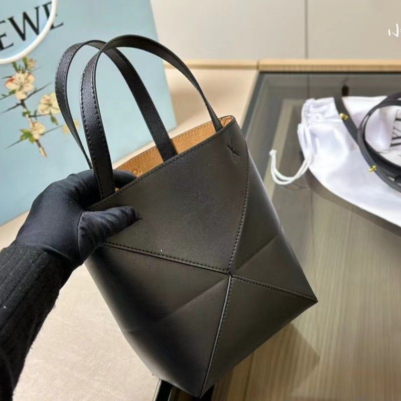 Puzzle Folding Deformation Geometric Handheld Bucket Genuine Leather Women's Large Capacity Tote Shoulder Crossbody Bag_voghion.com