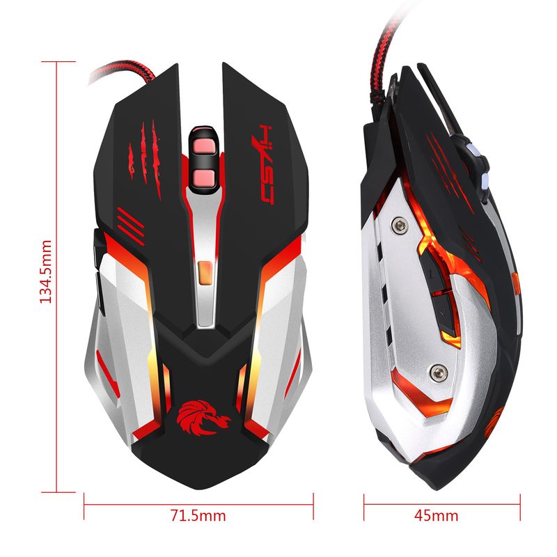 HXSJ Nuovo S100 Meccanico Colorato Mouse da Gioco Base in Metallo Adatto_voghion.com