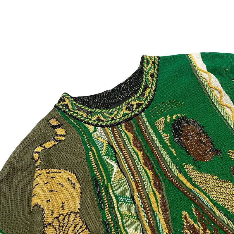 Maglione girocollo lavorato a maglia in stile etnico a contrasto vintage, con ritratto, in jacquard, taglia grande_voghion.com
