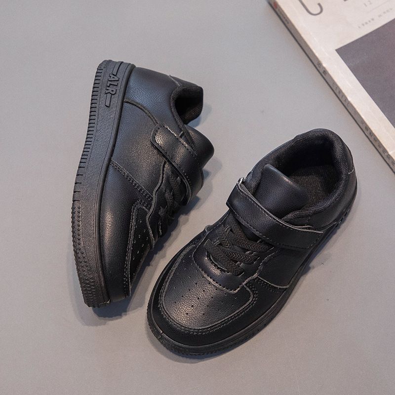 Children's Sports Shoes Spring And Autumn New White Shoes Boys Soft Bottom Anti Skateboard Shoes Girls German Training Shoes Breathable Pure Black_voghion.com