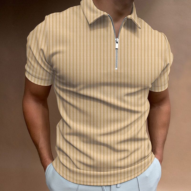 2025d 2025 Spring/Summer New Polo Shirt With Zipper And Striped Pattern For Men_voghion.com