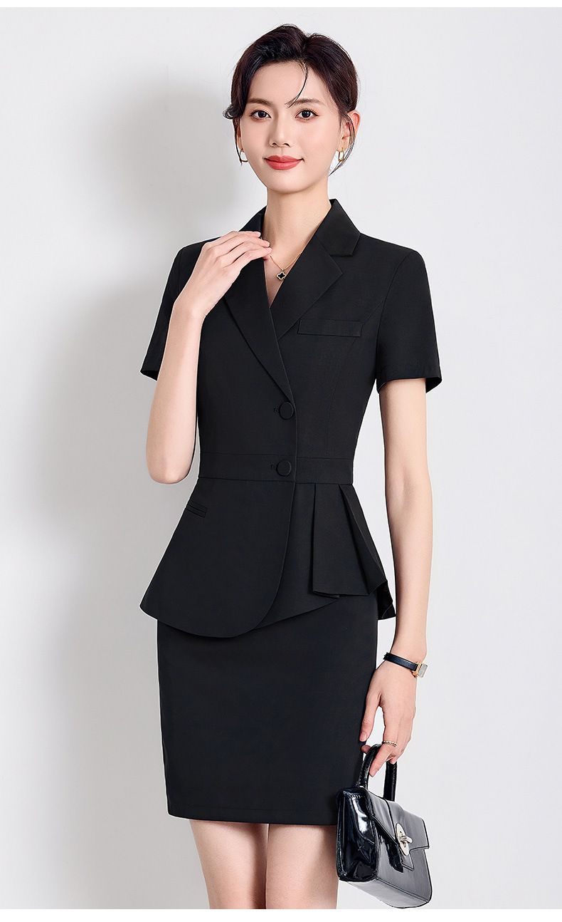 Professional Short Sleeved Suit, Female Capable Temperament, Formal Attire, Manager's Secretary, Hotel Front Desk_voghion.com