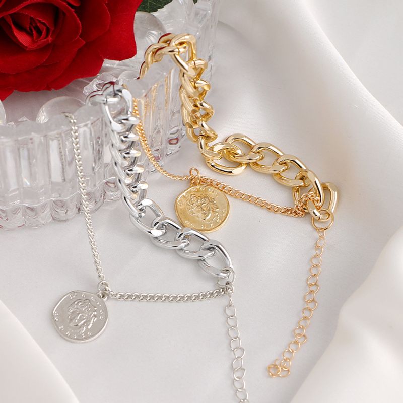 Braccialetto punk di vendita calda con catena spessa a doppio strato, con ritratto hip hop, per donne, MS468_voghion.com