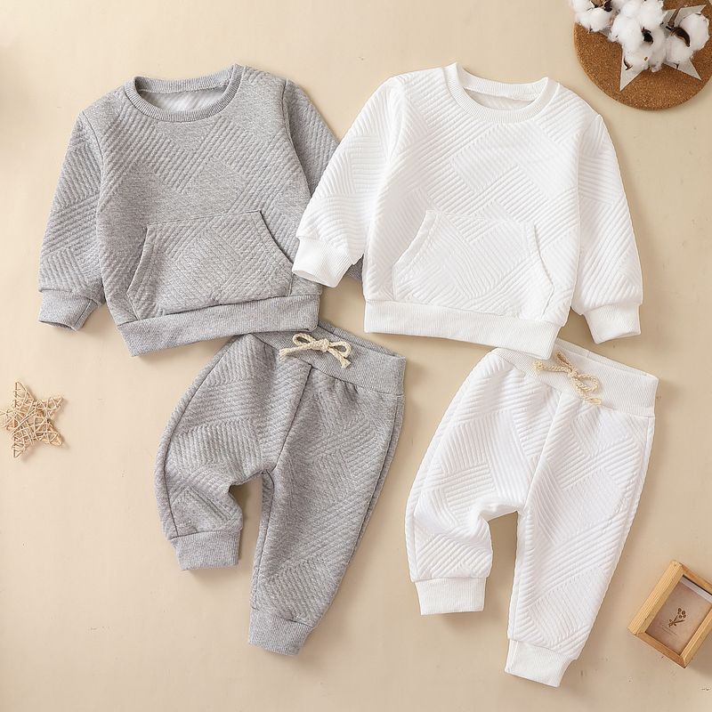 Unisex-Anzugset in Grau und Weiß für Kleinkinder (2–8 Jahre) – Zweiteiliges Outfit aus weicher Baumwolle, YT2325_voghion.com