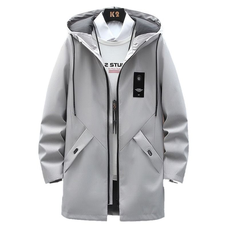 Giacca a vento da uomo in stile casual versatile ed elegante, nuova primavera autunno, di media lunghezza, edizione coreana, alla moda_voghion.com