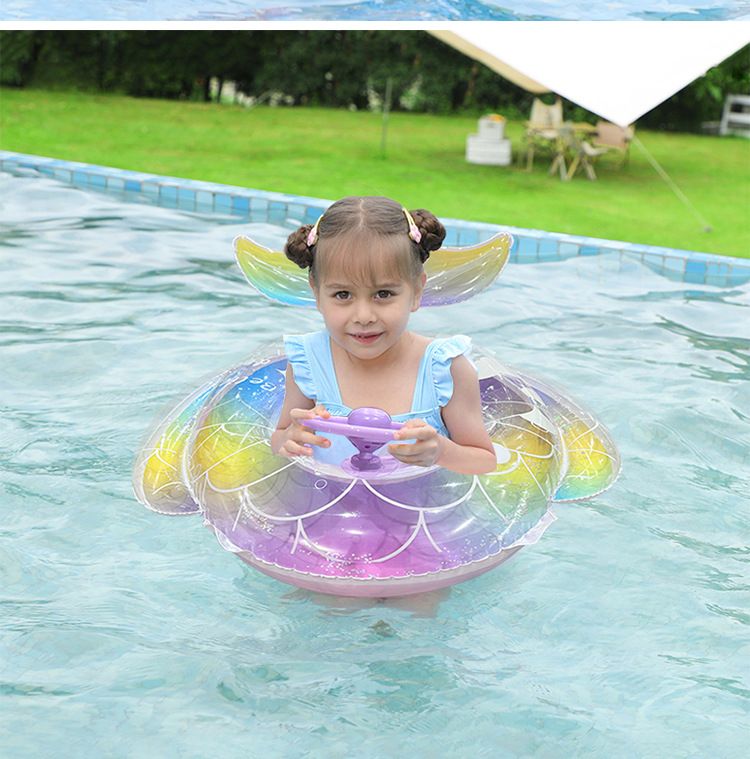 Kids Mermaid Swim Ring - Sparkling Scale Design With Anti-Tip Steering Wheel (Thickened Eco-Friendly PVC Summer Water Play Ages 3-8)_voghion.com