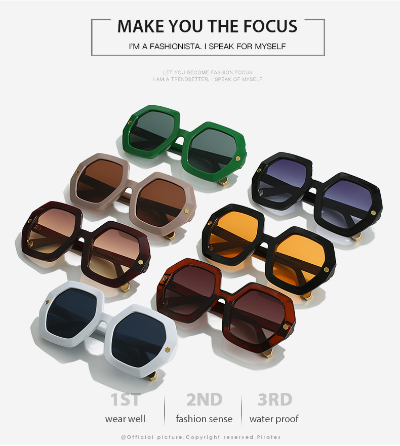 KAMMPT Oversized Men Sungl Fashion Hexagon Frame Gradient Shades Eyewear Women 2023 Trendy Ins Popular Brand Sun_voghion.com