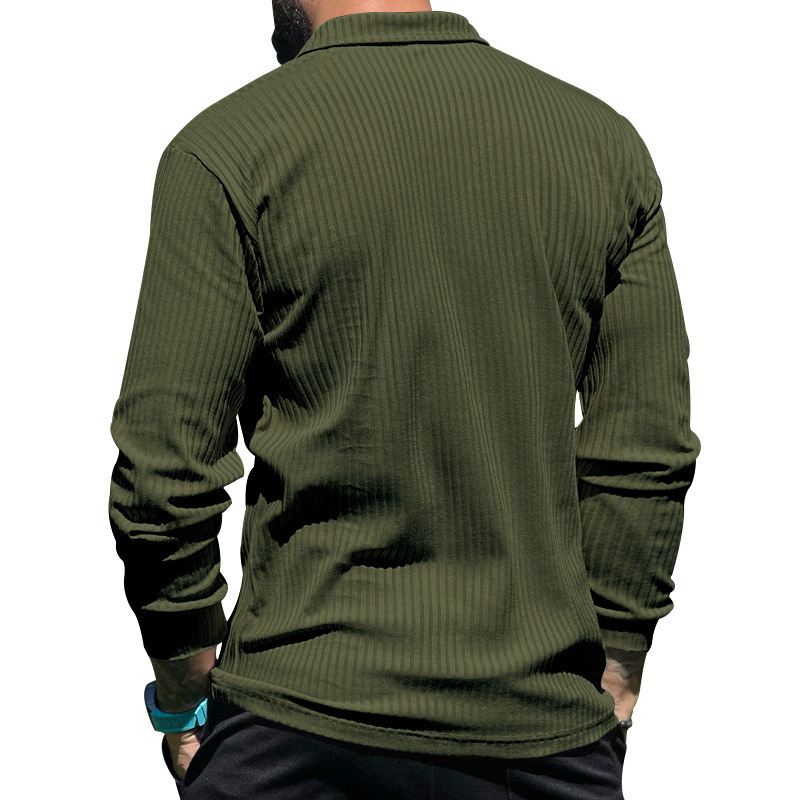Herrenbekleidung Revers-Langarm-Herren-T-Shirt Außenhandels-Herren-Revers-Poloshirt_voghion.com