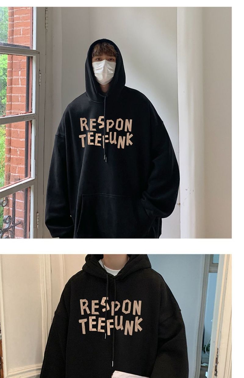 Men's loose and hoodie, trendy brand large for spring, autumn, winter, plus fleece jacket, size 12_voghion.com