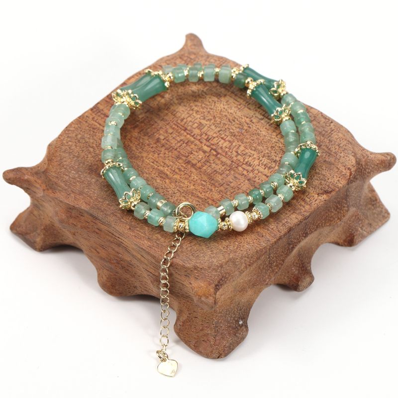 Süßwasser Perle Bambus Aventurin Natürliche Stein Armband Halskette Set Weibliche_voghion.com