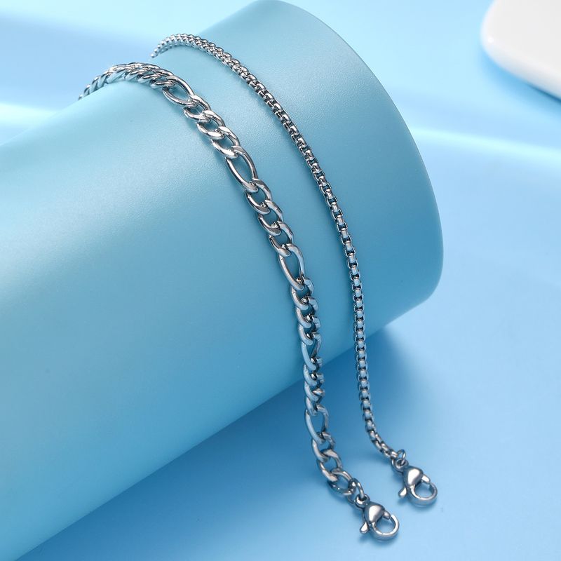 Hip Hop Layered Stainless Steel Flat Unisex Personality Rust-Free Cuban Chain Bracelet_voghion.com
