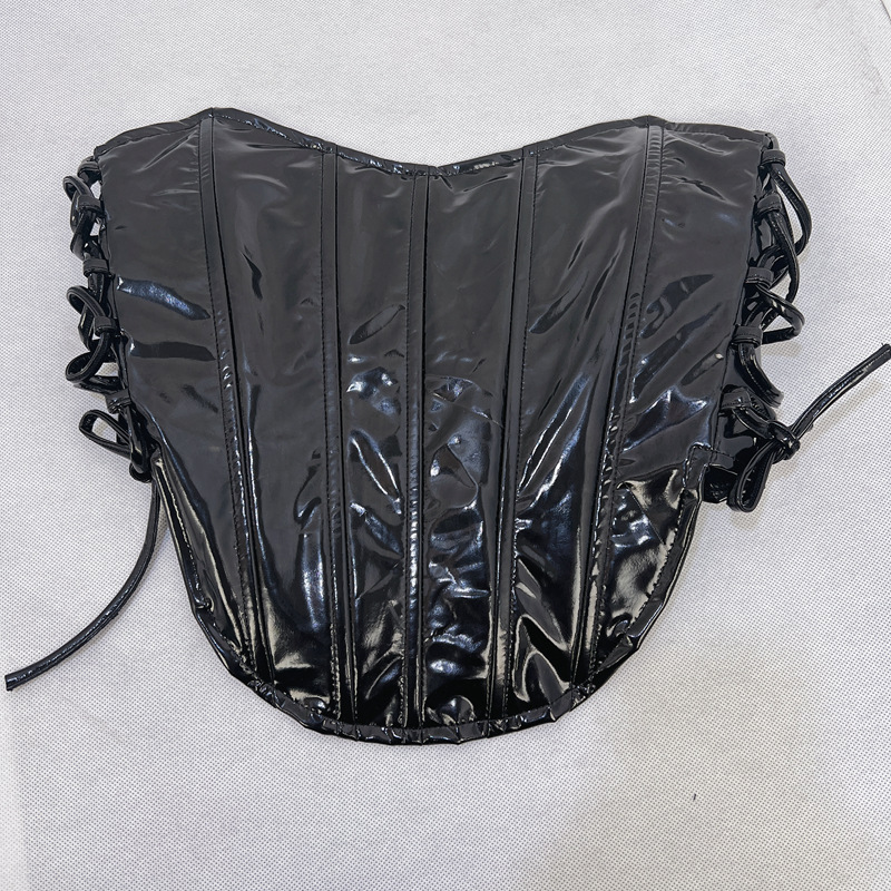 Women's sexy hottie metallic strap top top fishbone waist waist vest_voghion.com