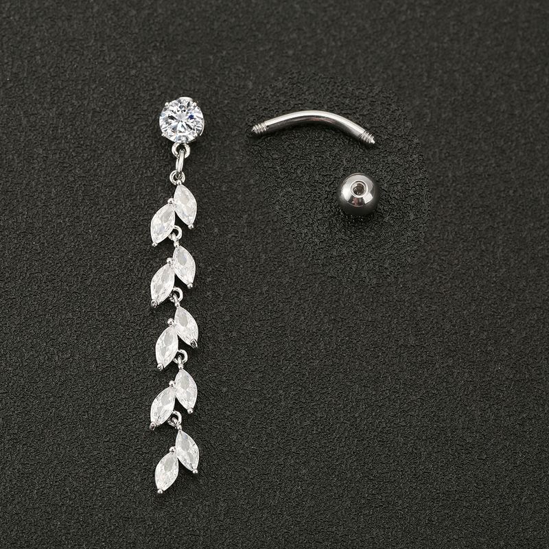 Piercing per ombelico a forma di foglia di zircone - Piercing per il corpo a forma di spiga di grano_voghion.com