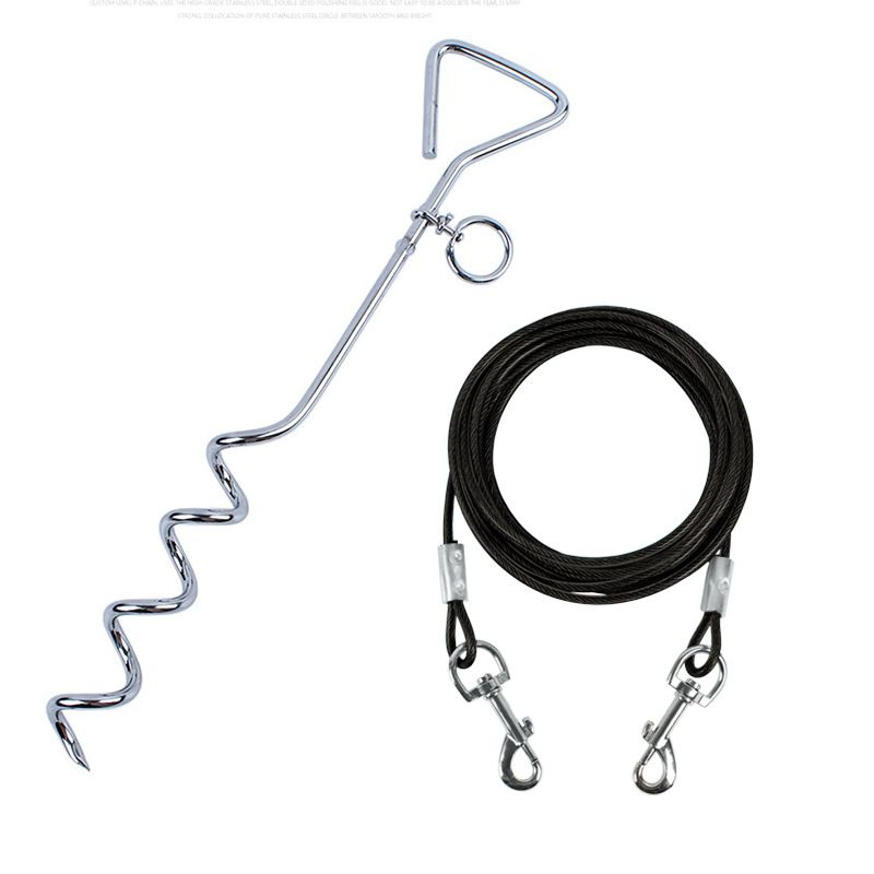 Pet Stake Tie Stahldrahtseil Hundeleine Verschleißfest_voghion.com