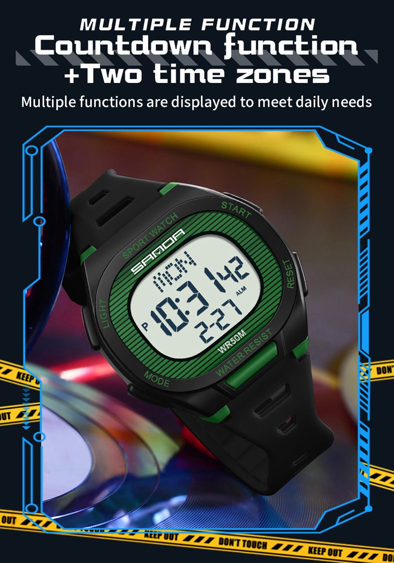 Orologio sportivo digitale da uomo e da donna con sveglia, impermeabile, multifunzione, retroilluminazione a LED, cronometro, timer per il conto alla rovescia, design leggero e di lusso_voghion.com