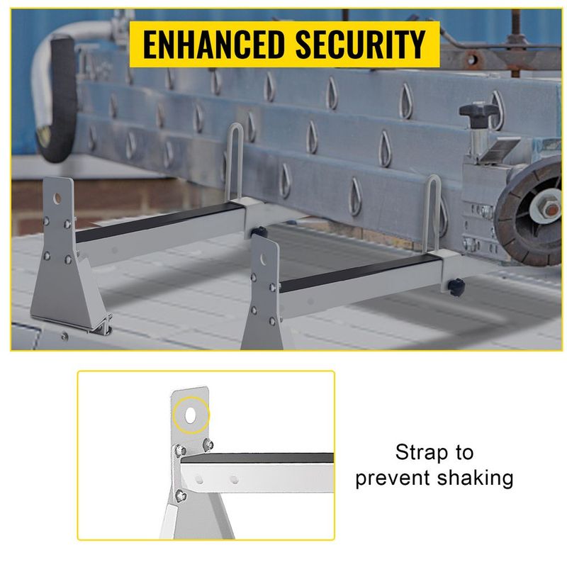 VEVOR Van Roof Ladder Rack, 2 Bars, 331 LBS Capacity, 52"-63.8" Adjustable Steel Roof Rack Cross Bar With Ladder Stoppers, Fit With Rain Gutters, For Kayak Canoe Lumber Pipe Cargo,, White_voghion.com