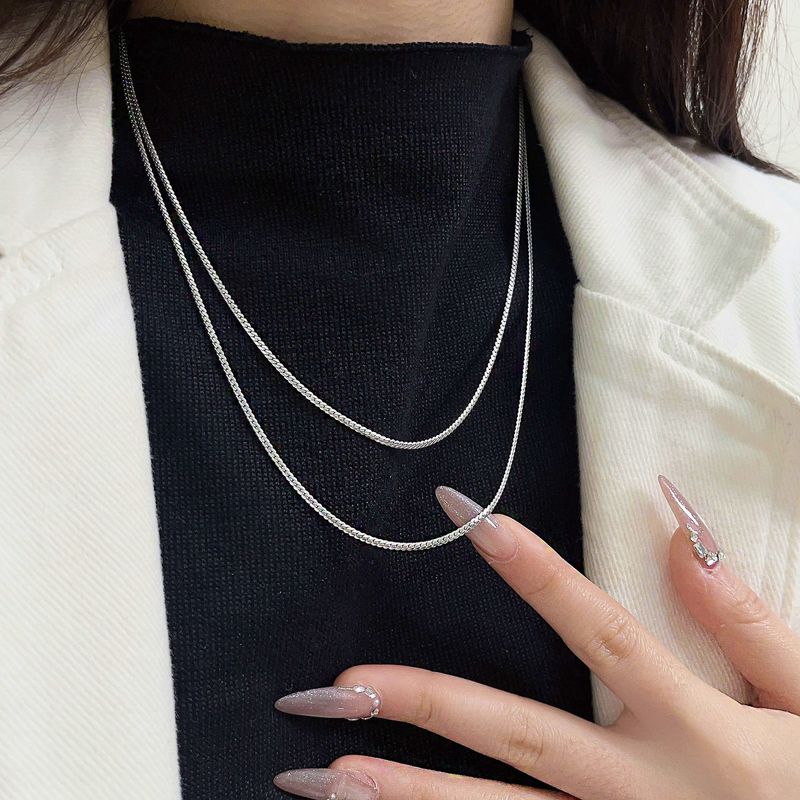 Collier cubain en argent sterling 925 gaufré pour femme, bijou de niche polyvalent haut de gamme à superposer, de fabrication artisanale raffinée, pour femme._voghion.com