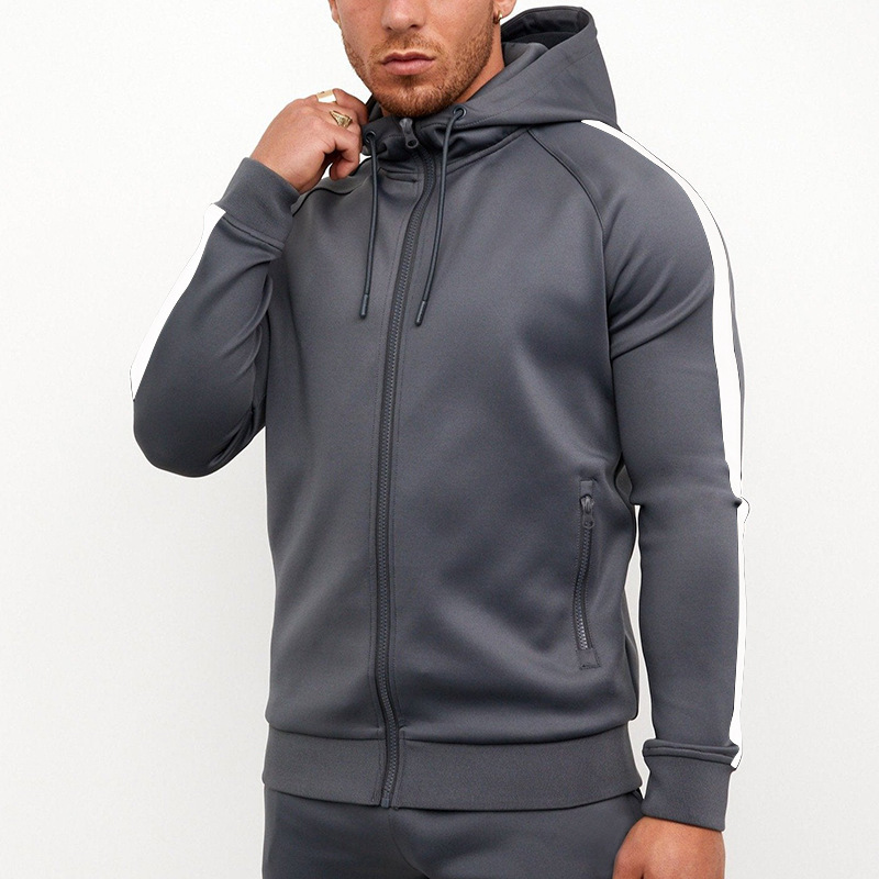 Automne et hiver nouveau grand à capuche hommes décontracté course Fitness sport deux pièces ensemble_voghion.com