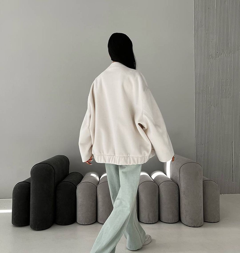 Women's style stand-up collar large pocket solid color women's jacket_voghion.com