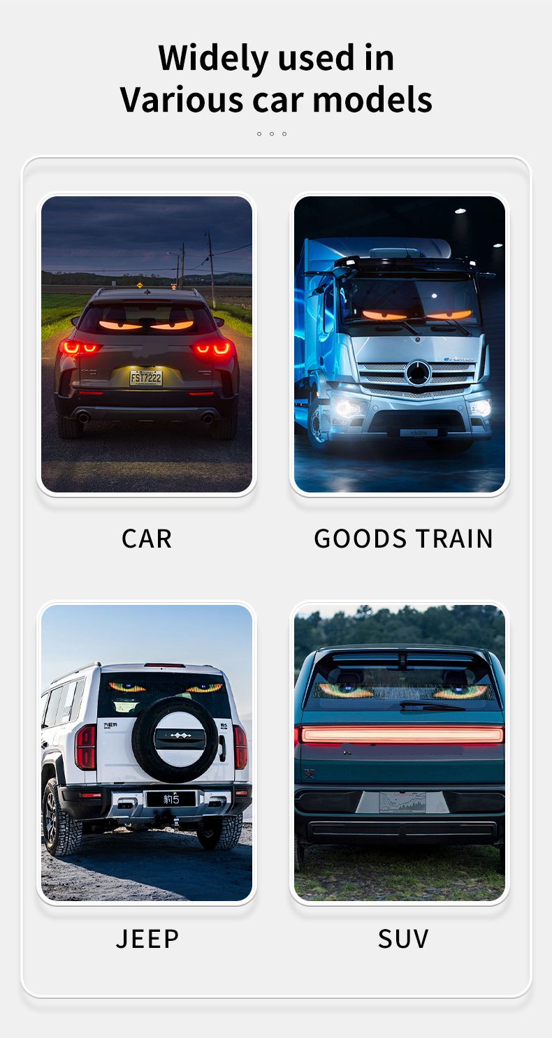Truck Car Devil Eye LED Pixel Panel Light Remote Control Soft Foldable Lighting Scrolling For Board Windshield 12V 24V_voghion.com