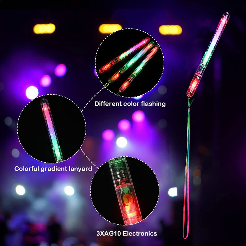 5/10PCS Flashing LED Wand Sticks Glowing Cheer Wands Multicolor Light Up Wands With Lanyards For Music Concert Party Favor_voghion.com