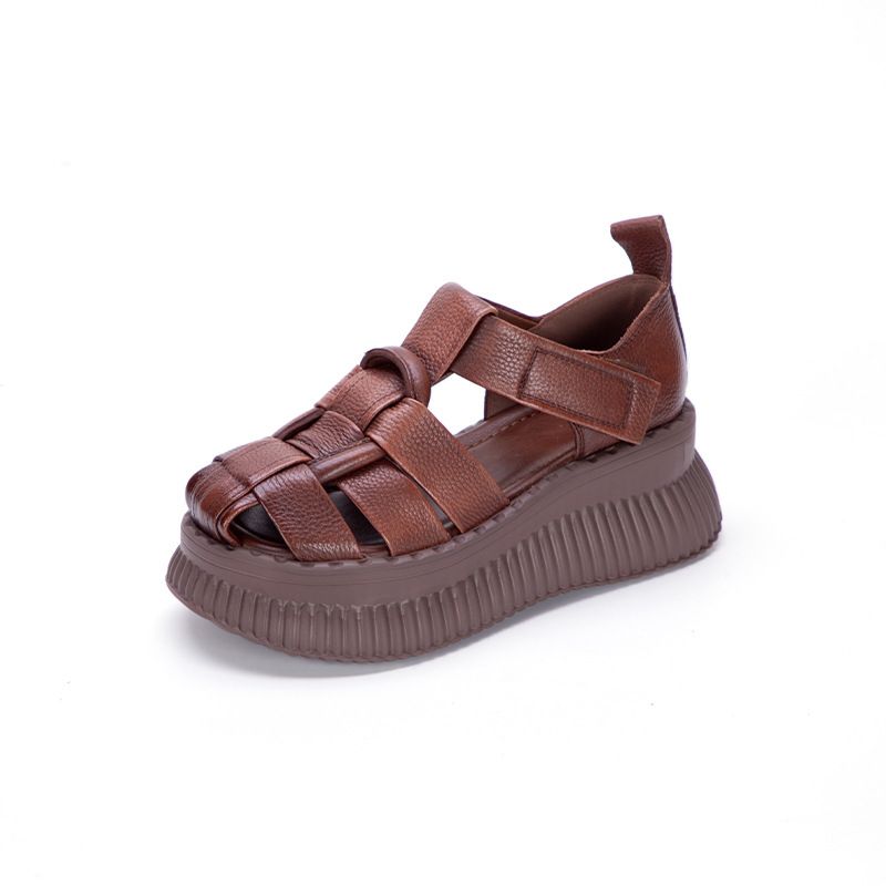 【Cambio di stagione - Sconto del 10% sul prezzo speciale】Sandali estivi leggeri con suola spessa in pelle bovina per donne minute_voghion.com