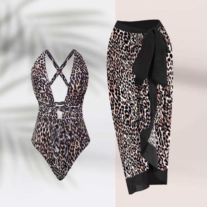 Nouveau maillot de bain une pièce sexy à bretelles, maillot de bain décolleté en V profond, robe longue en mousseline de soie_voghion.com