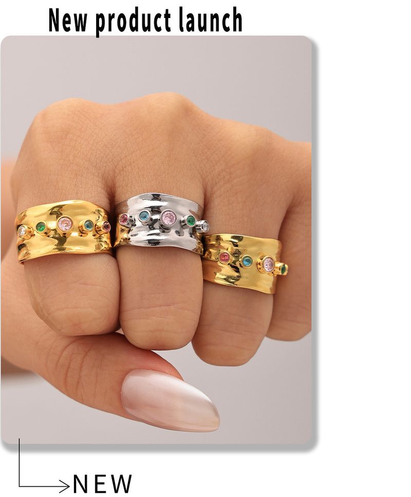 Mixed Zircon Open Ring C Shaped Earrings Stainless Steel Plated Real Gold Color Preserving Jewelry Set_voghion.com