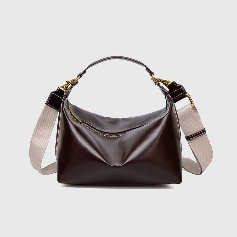 Borsa a tracolla casual con tracolla e decorazione a strisce laterali, nuova borsa a tracolla in pelle cerata e olio ZA 2025_voghion.com