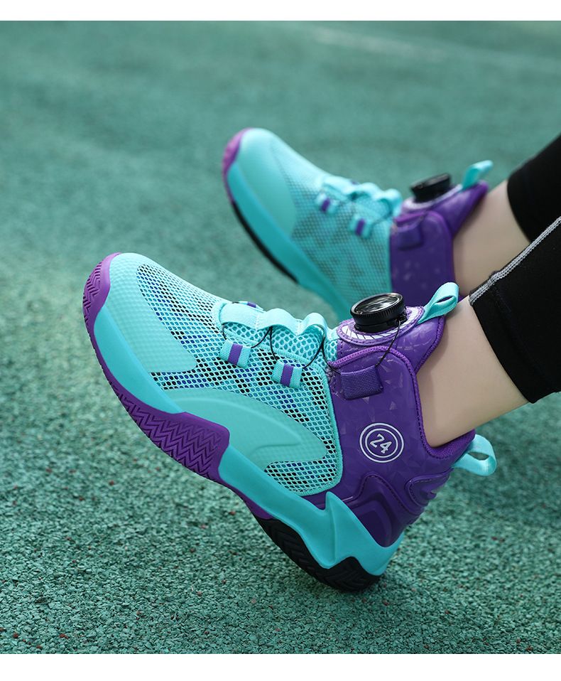Kinderschuhe Kinder Jungen Sportschuhe Drehknopf Frühling und Herbst Jungen Schüler Laufschuhe Herbst Neue Basketballschuhe_voghion.com