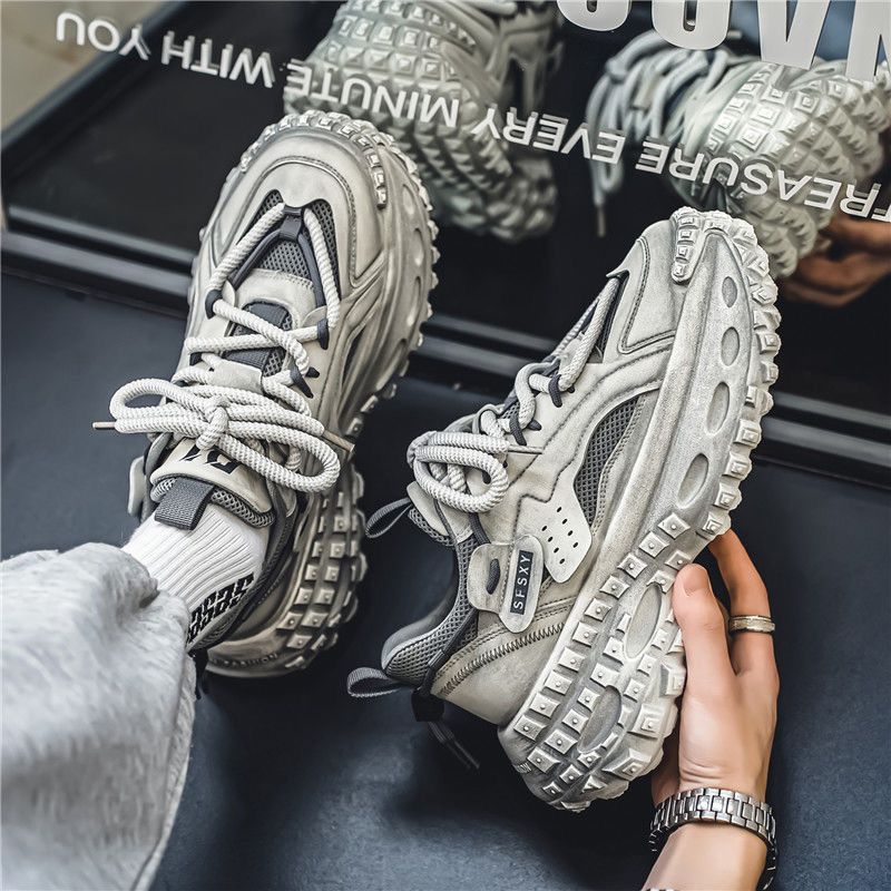 Spring New Breathable Mesh Youth Sports Men's Trendy Versatile Tire Thick Sole Dad Shoes Men_voghion.com