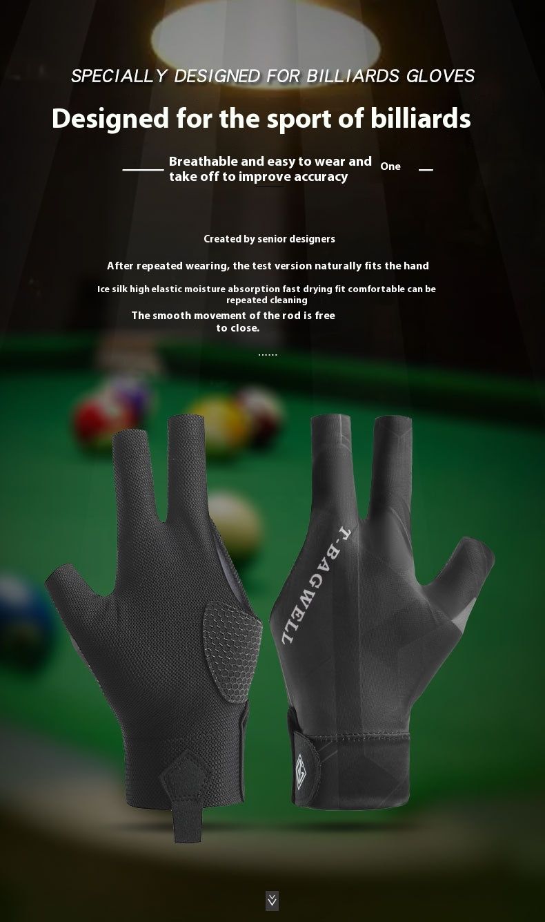 Billiards Men's And Women's Table Tennis With Exposed Fingers Professional Snooker Game Specific Anti Slip Thin Gloves_voghion.com