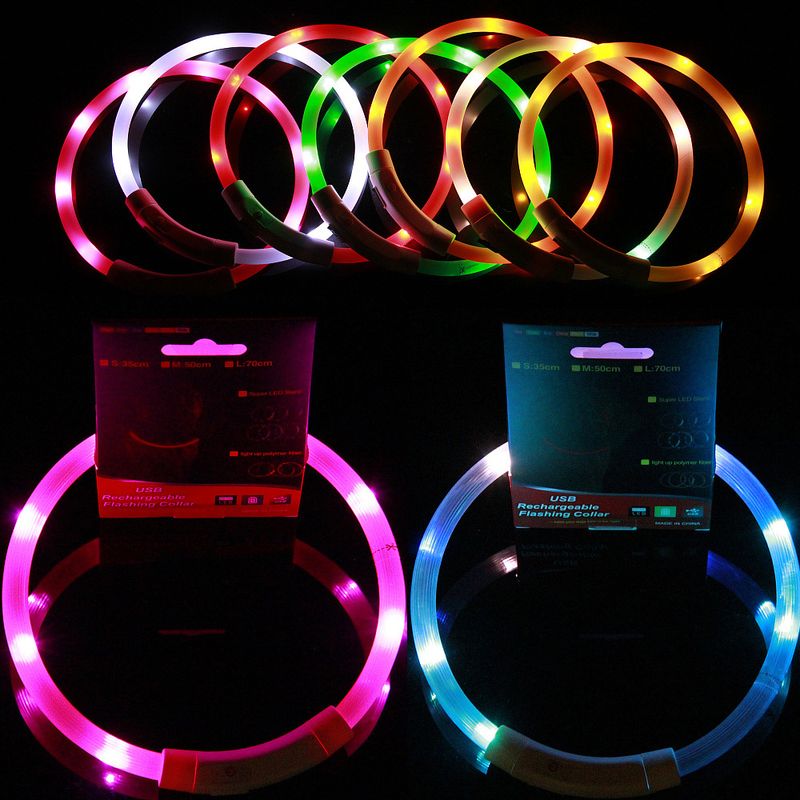 Collier lumineux LED rechargeable pour animaux de compagnie, idéal pour les promenades nocturnes_voghion.com