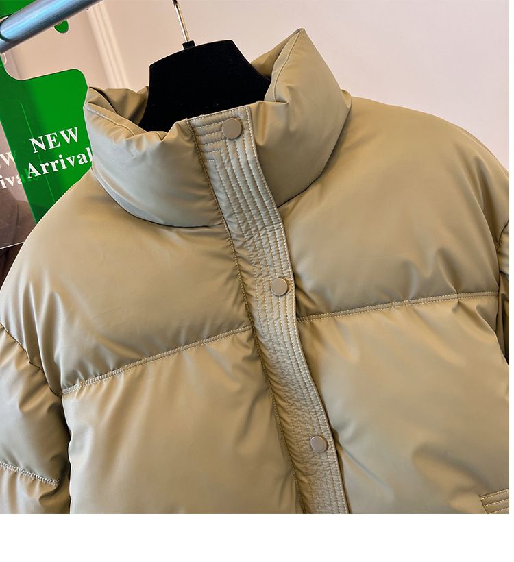 Dameskleding Koreaanse versie korte opstaande kraag kleine winterjassen katoenen jas voor dames eenvoudige losse versie rits pufferjack effen kleur_voghion.com