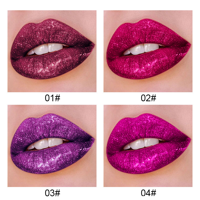 Lip Diamond Gloss 4pcs/set Waterproof Sexy Glitter Crystal Shimmer Liquid Lipstick Matte Lip Gloss Mak stick_voghion.com