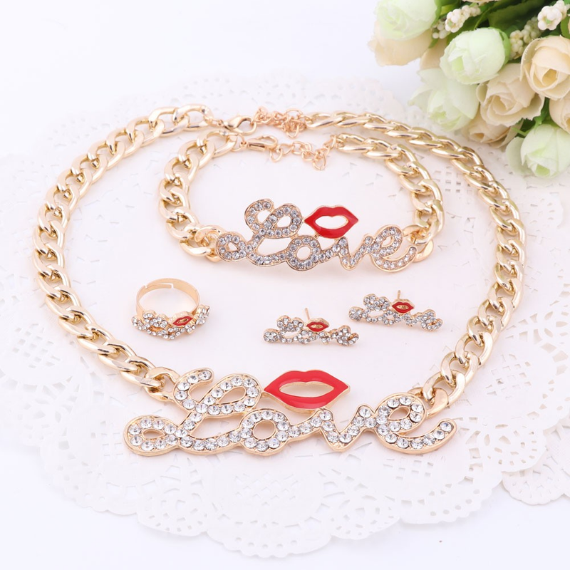 Halskette, Armband, Ohrring im Hip-Hop-Stil, luxuriös, mit Strasssteinen und silberfarbenen Schmucksets_voghion.com