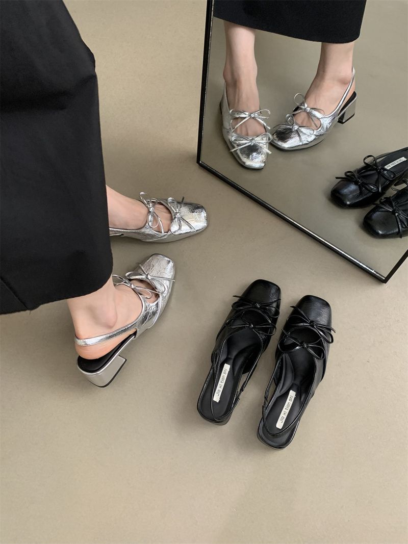 Damen Offene Zehensandalen 2025 Sommer Neue Französische Fee Wind Abend Zwergenabsatz Silber Einzelschuhe_voghion.com